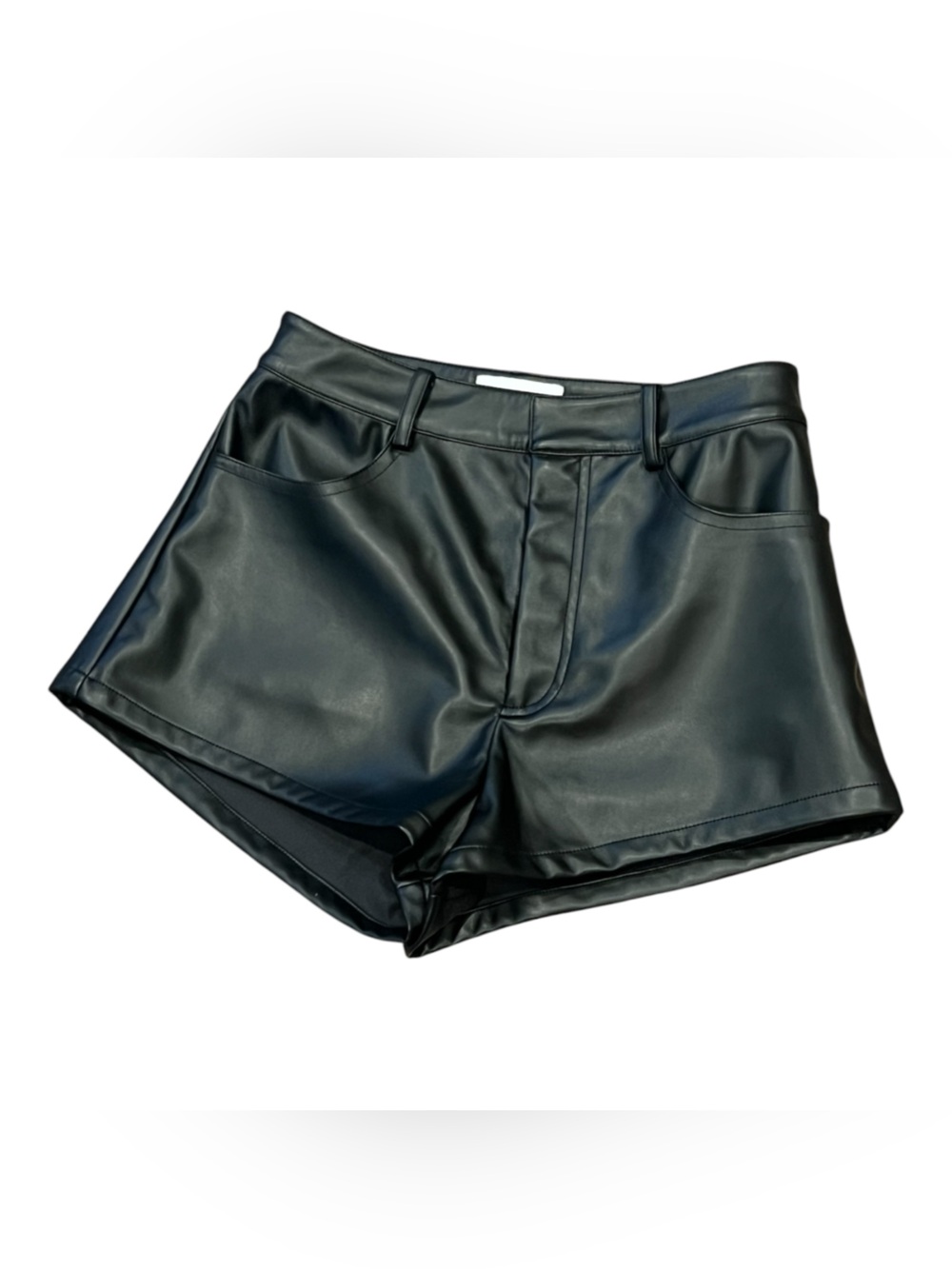 Hello Molly Black High Waist Faux Leather Mini Shorts Baddie Goth Sexy Size S
